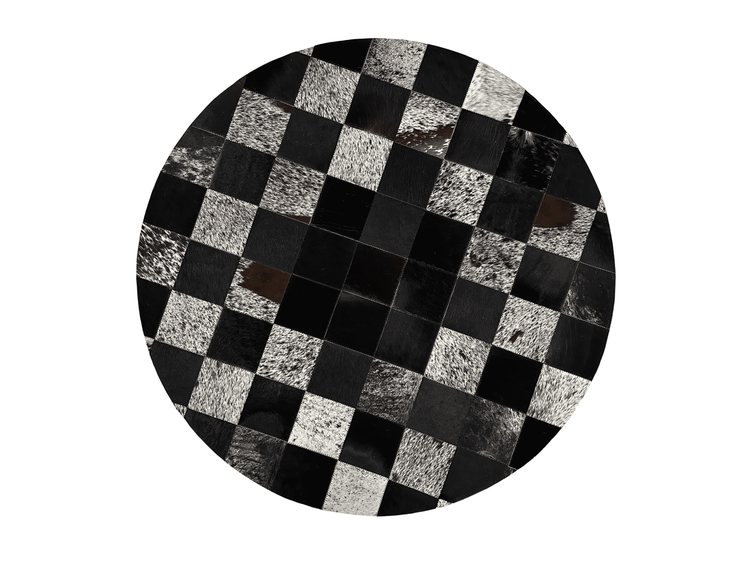 Kožený koberec SKEJBY hnedobiely soľ a korenie, okrúhly