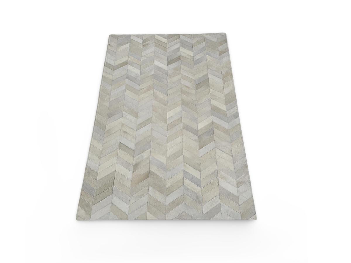 Kožený koberec Chevron bílý