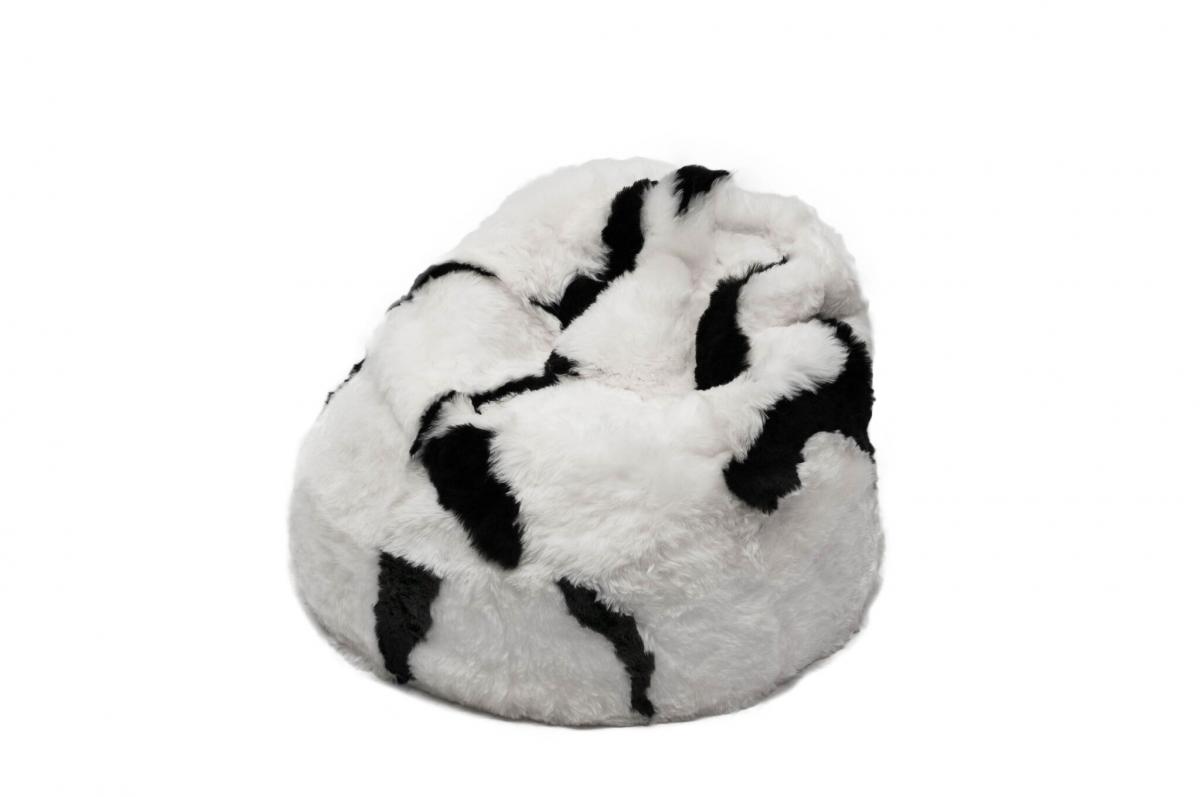 Sedací pytel - bean bag - bíločerný, střižený