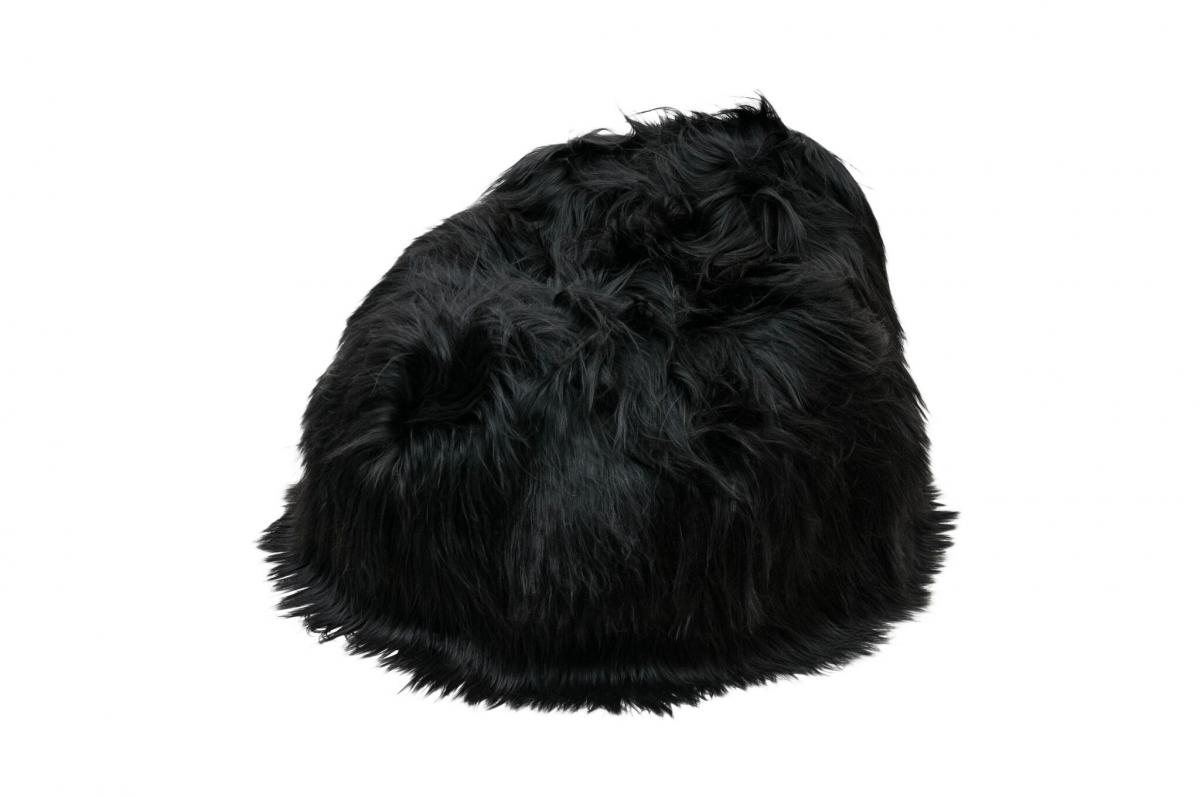 Sedací pytel - bean bag - černohnědý, dlouhý chlup