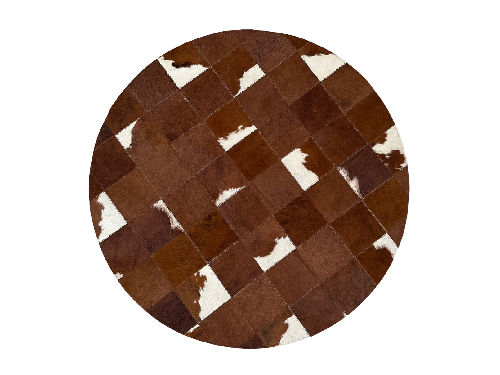 Kožený koberec SKEJBY hnedobiely S, okrúhly